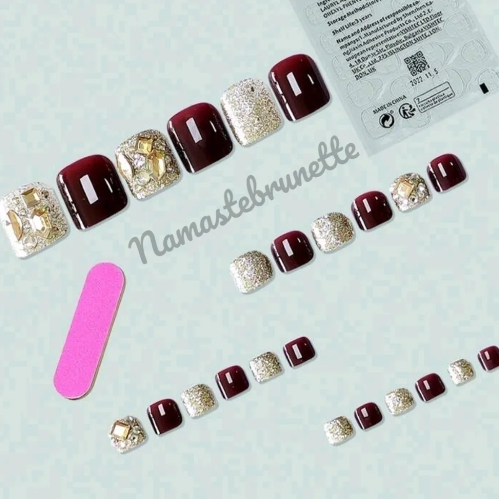 2/$16 3D Rhinestone & Glitter Press on Toenails